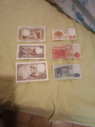 Billetes antiguos pesetas 100, 200, 500, 2000