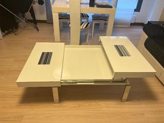 Mesa de centro moderna cristal y madera