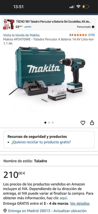 Taladro de  Percusión Atornillador Makita HP347