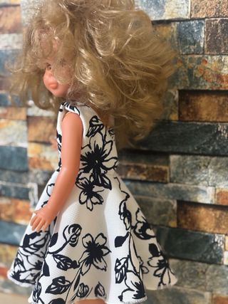 Vestido Nancy Flores Blanco y Negro