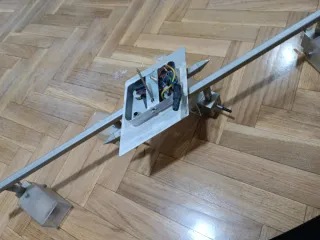 Lámpara de techo y 2 de mesa plata y transparente