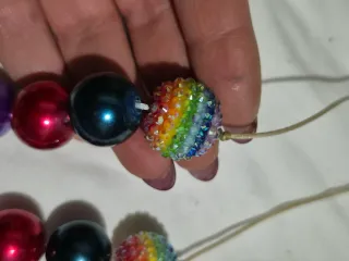 Collar Cuentas Arcoíris y Morado