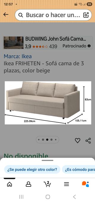 Sofá cama Ikea FRIHETEN beige
