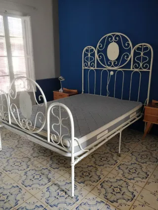 Cama Hierro Forjado Antigua Restaurada
