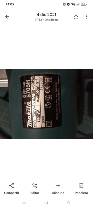 Sierra Circular Makita 1400W