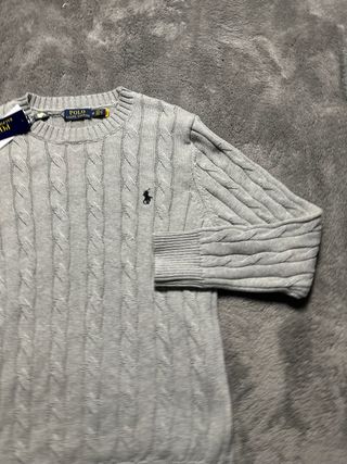 Jersey Polo Ralph Lauren Cable Knit Gris Talla M