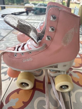 Patines Oxelo niña 4 ruedas rosa talla 33