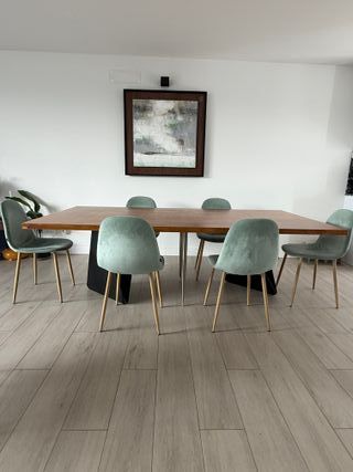 Sillas Terciopelo Teal Patas Doradas (6)