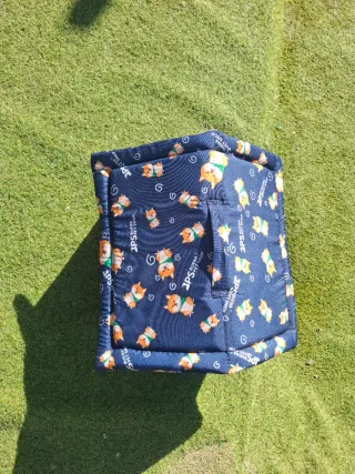 Caseta para perro/gato azul con estampado