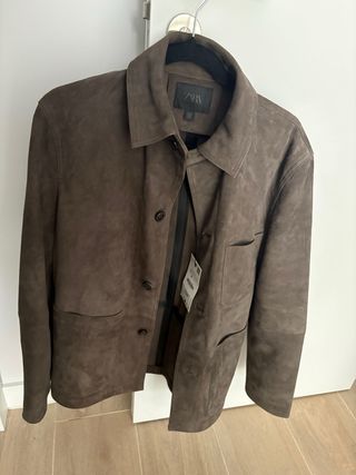 Chaqueta Zara Hombre Piel Marrón
