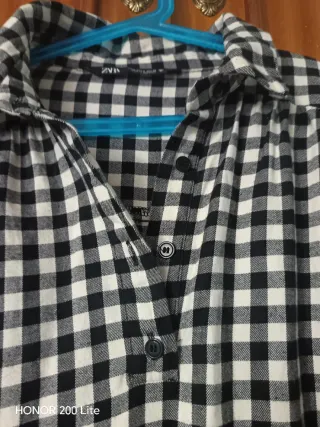 Vestido Zara cuadros blanco y negro talla única