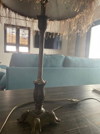 Lámpara de mesa vintage tela y metal