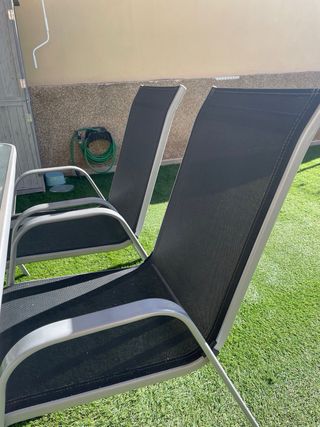 Conjunto mesa y sillas terraza cristal