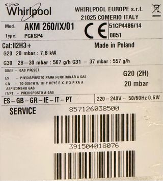 Cocina de superficie 4 fuegos Gas Natural