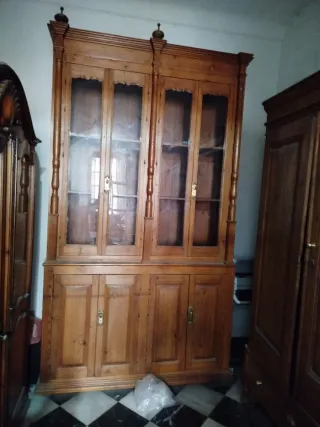 Vitrina antigua de madera y cristal