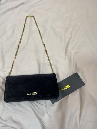 Bolso Palomo ante negro con cadena dorada