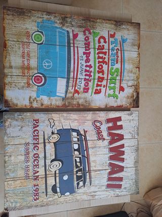 Cuadros de madera estilo retro surf