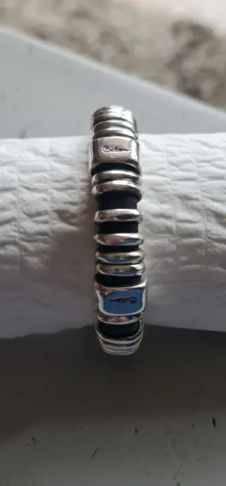 Pulsera Ciclon Cuero y Plateada