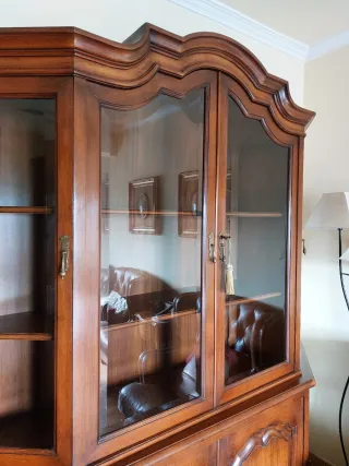 Vitrina de madera maciza con cristal