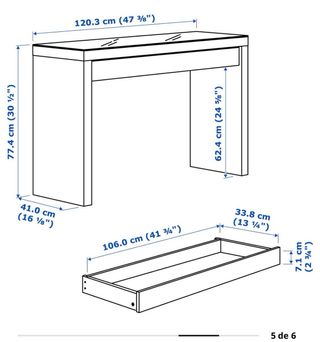 Mesa tocador Malm Ikea cristal y madera