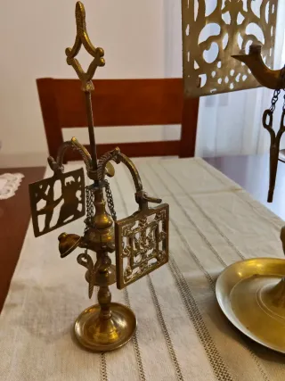 Lámparas de aceite antiguas dorada coleccionista