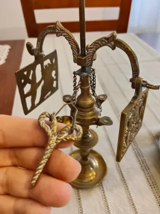 Lámparas de aceite antiguas dorada coleccionista