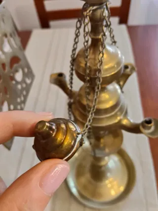 Lámparas de aceite antiguas dorada coleccionista