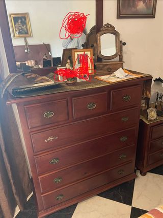 Conjunto dormitorio madera oscura