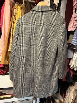 Abrigo cuadros Zara azul y gris