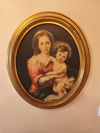 Cuadro Virgen y Niño, Marco Dorado