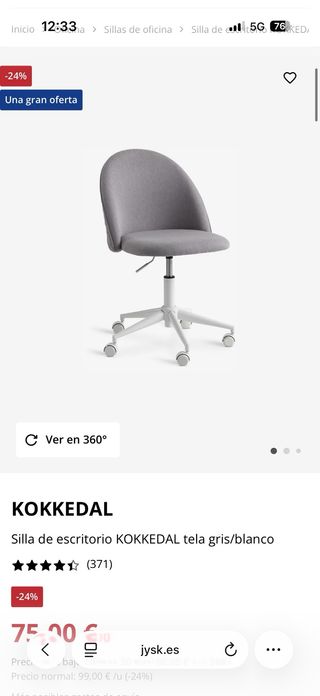 Silla de escritorio beige y blanca