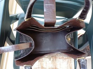 Borsa artigianale effetto coccodrillo