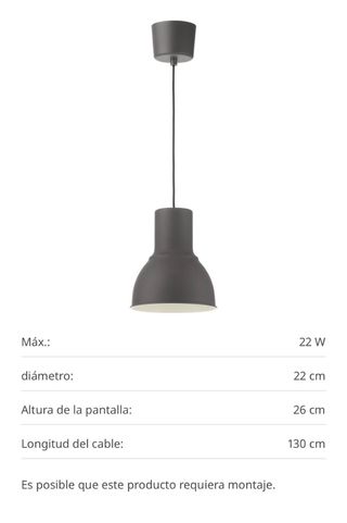 Lámpara de techo gris Ikea