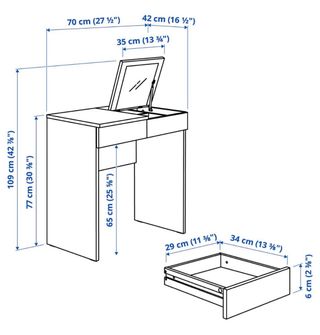 Tocador IKEA BRIMNES blanco con espejo (70×42 cm)