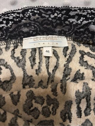 Top Vintage Animal Print Encaje Lentejuelas