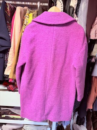 Abrigo Mango Lana Rosa Malva