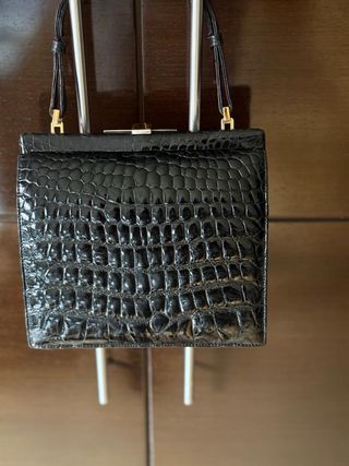 Bolso Loewe Piel Cocodrilo Negro
