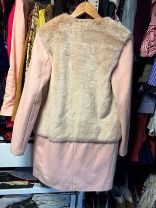 Abrigo paño y pelo rosa pastel ZARA BASIC