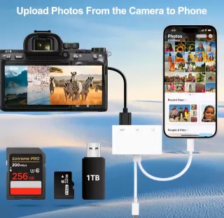 Leitor 5 em 1 SD/TF/Pendrive para iPhone/Android