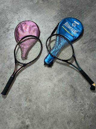 2 Raquetas Boomerang Funda Azul y Rosa