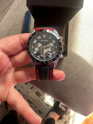 Reloj Skyline Cronógrafo Negro y Rojo