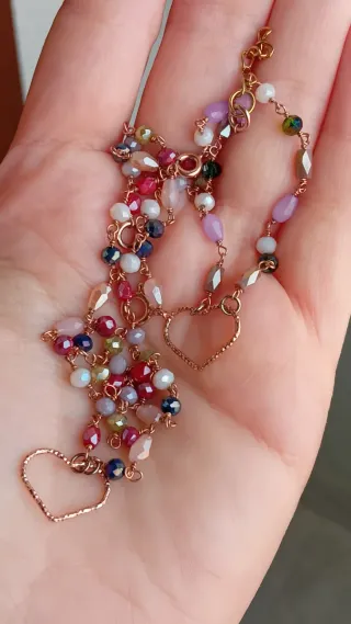 Parure collana e bracciale cuore argento