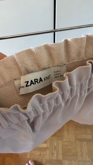 Falda Zara Rose Beige Efecto Piel