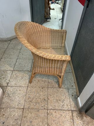 2 Sillones Mimbre + Mesa Cristal