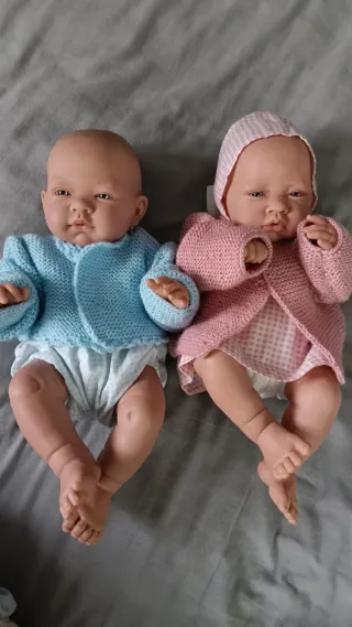 Muñecos bebé, conjunto azul y rosa