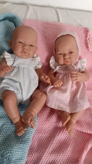 Muñecos bebé, conjunto azul y rosa