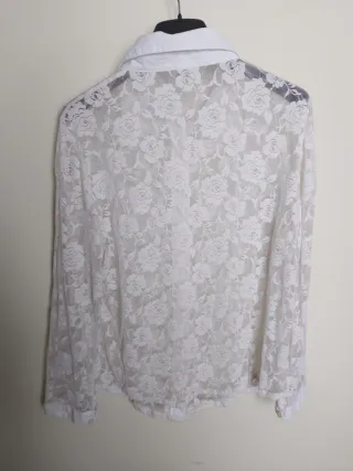 Camicia donna pizzo trasparente bianca