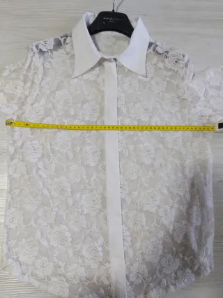 Camicia donna pizzo trasparente bianca