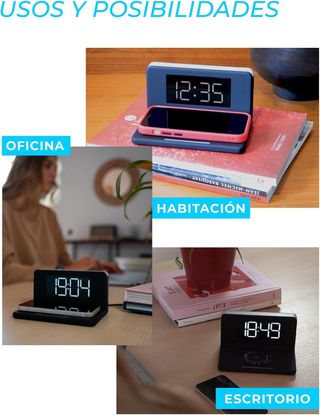 Ksix Reloj Despertador Digital con Cargador Inalám