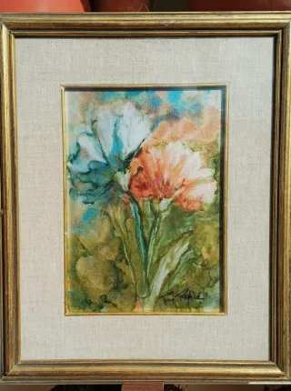 Quadro floreale con cornice dorata